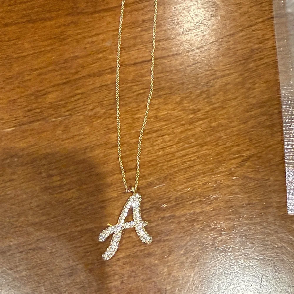 BaubleBar Gold Initial Pendant Necklace A - Picture 2 of 4